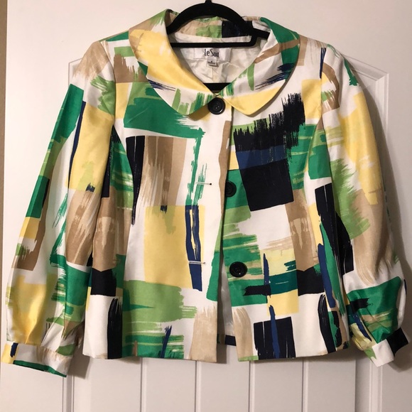 Le Suit Jackets & Blazers - LeSuit green and yellow multi blazer. Size 6.